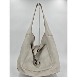 DOONEY & BOURKE Belvedere Logo Duck Lock Clip Hobo Shoulder Bag Ivory Leather